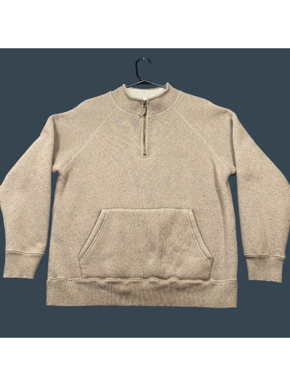 Flint And Tinder Mens Quarter-Zip Sweater Sherpa-Lined Kangaroo Pocket SZ Medium